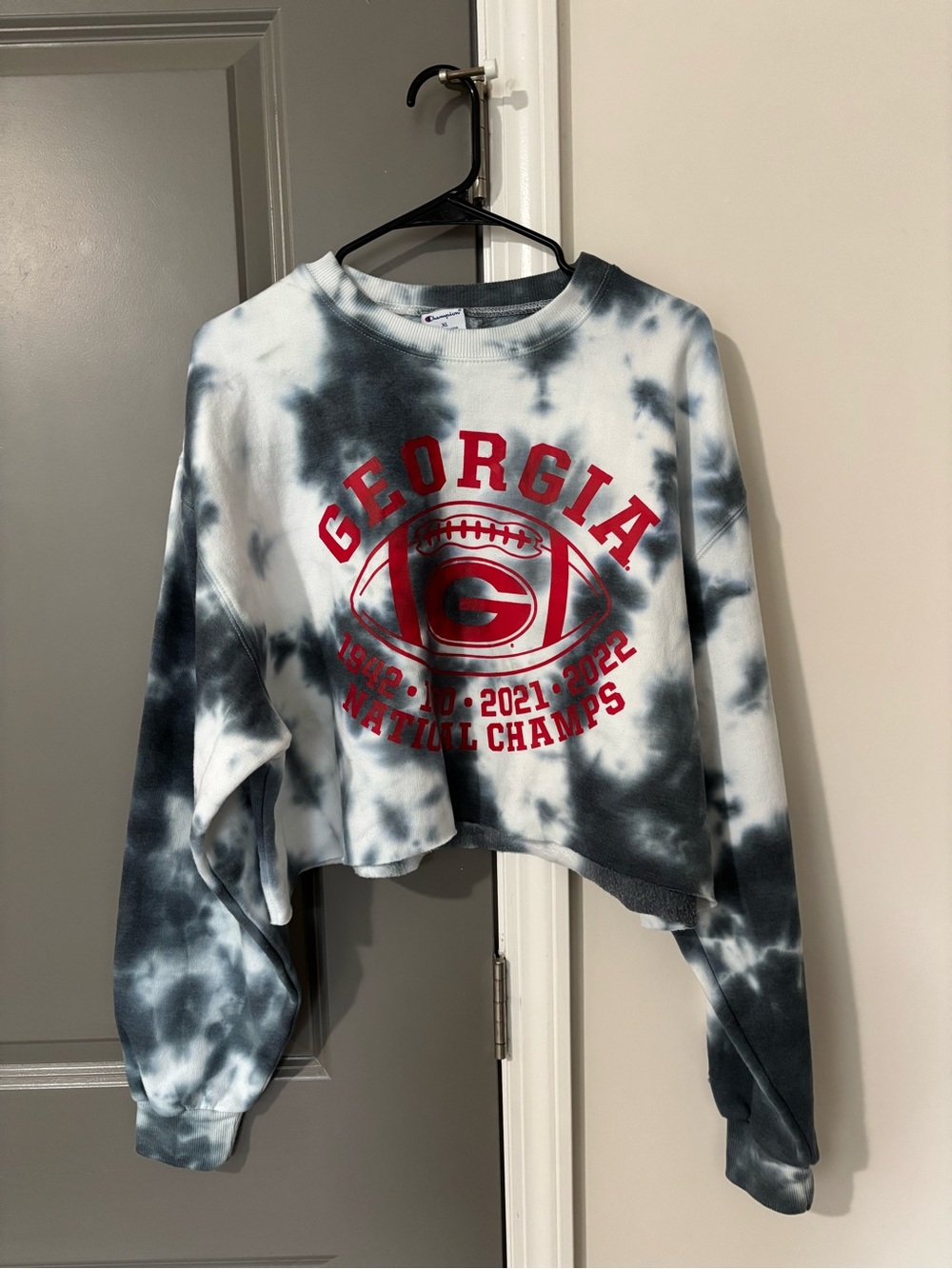 Champion UGA Tie-Dye Cropped Sweatshirt